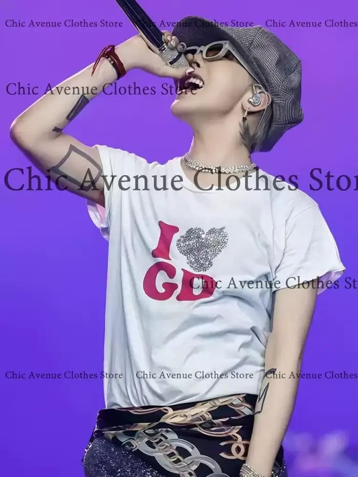 GD G-DRAGON même T-shirt pour les Fans j'aime GD été hauts coton à manches courtes