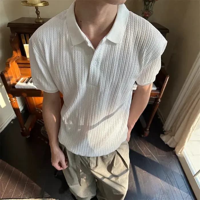 T-shirt à col Henley à manches courtes pour homme