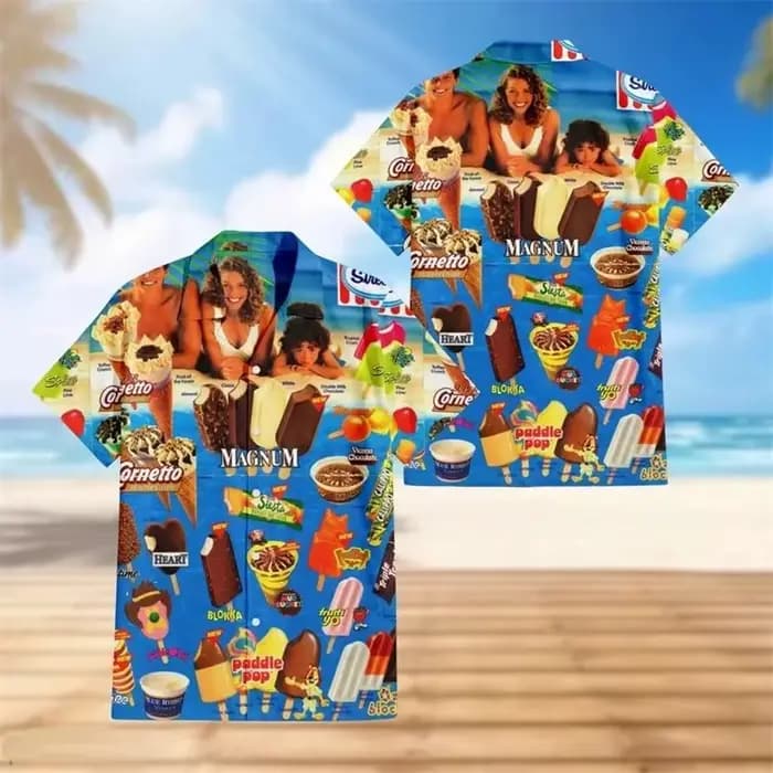 Chemise hawaïenne graphique crème glacée pour hommes