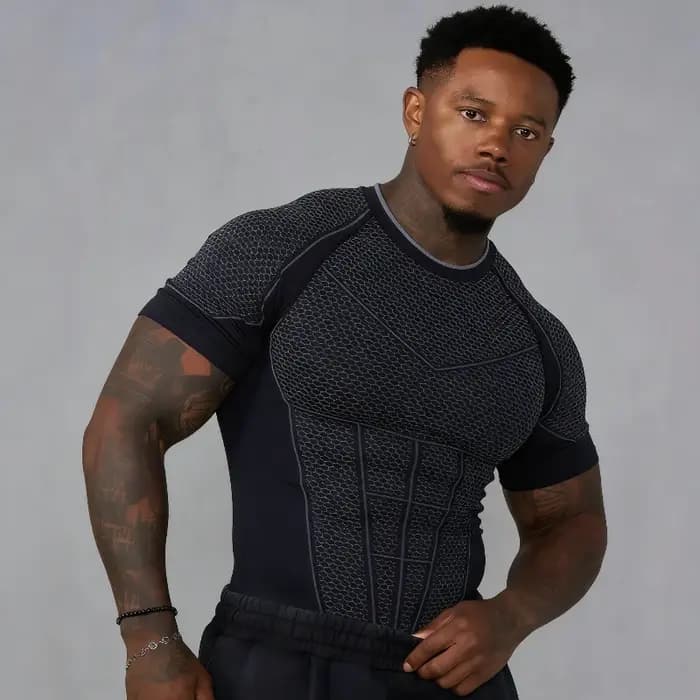 T-Shirt homme Superman Sport Fitness séchage rapide respirant élastique coupe ajustée manches courte