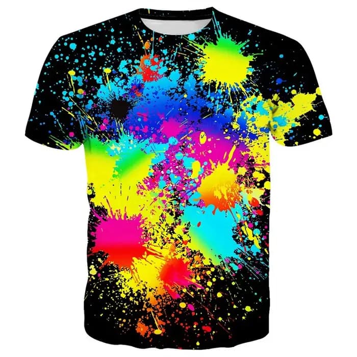 T-shirt à motifs pigmentés pour hommes, t-shirts imprimés en 3D colorés, décontractés, surdimensionnés, col rond, manches courtes, pour l'été