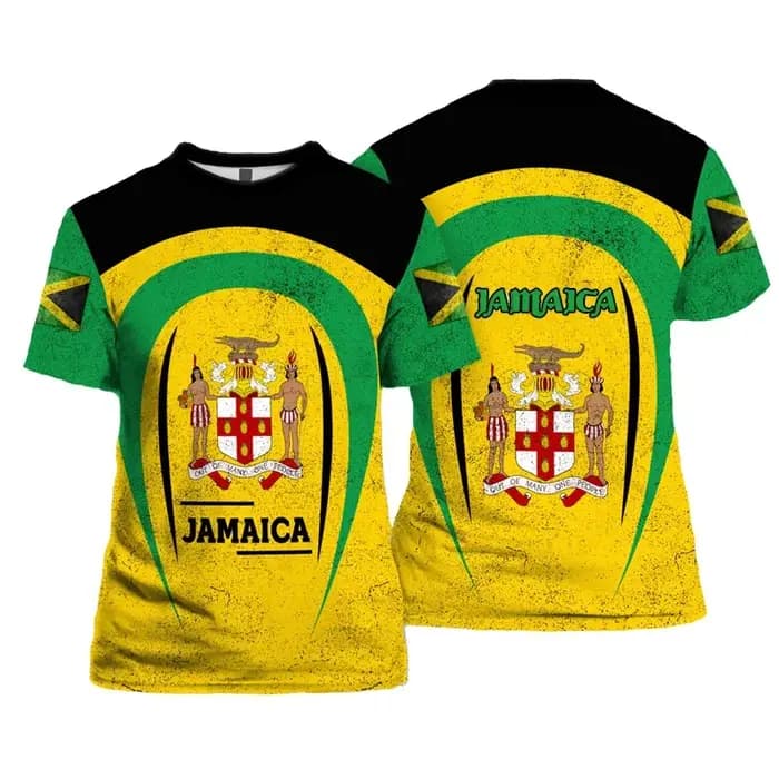 Jamaïque drapeau graphique t-shirt pour hommes jamaïcain emblème National 3D imprimé à manches courtes été Streetwear
