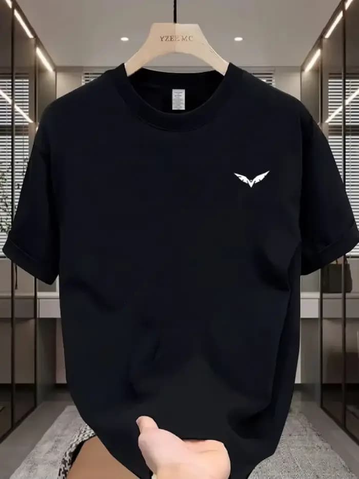 T-shirt décontracté imprimé à motif d'aile simple pour hommes