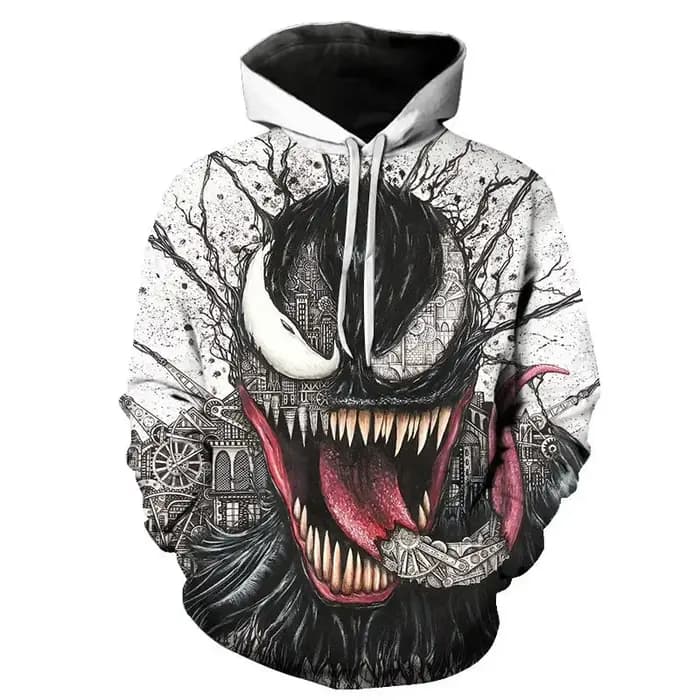 Venom Villain-Sweat à capuche à manches longues imprimé en 3D pour hommes
