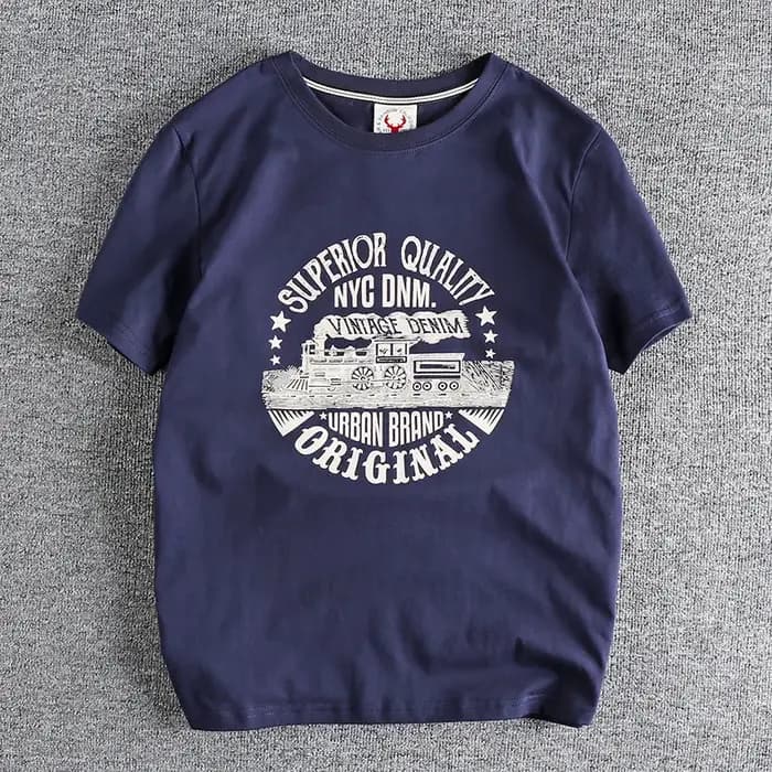 T-shirt à manches courtes pour hommes avec motif train emblématique