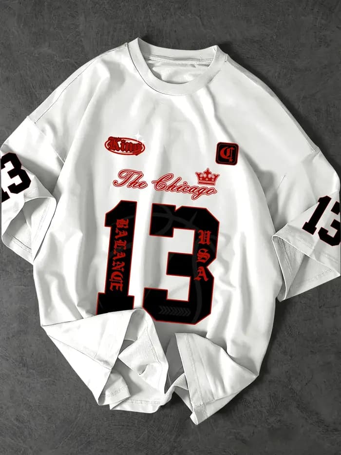 T-shirt pour homme, style maillot de basket Chicago 13, imprimé multi-positions, streetwear sport vi