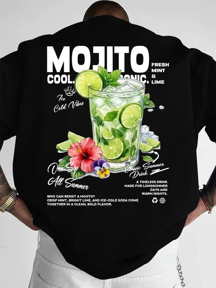 T-shirt d'été pour hommes à motif Mojito