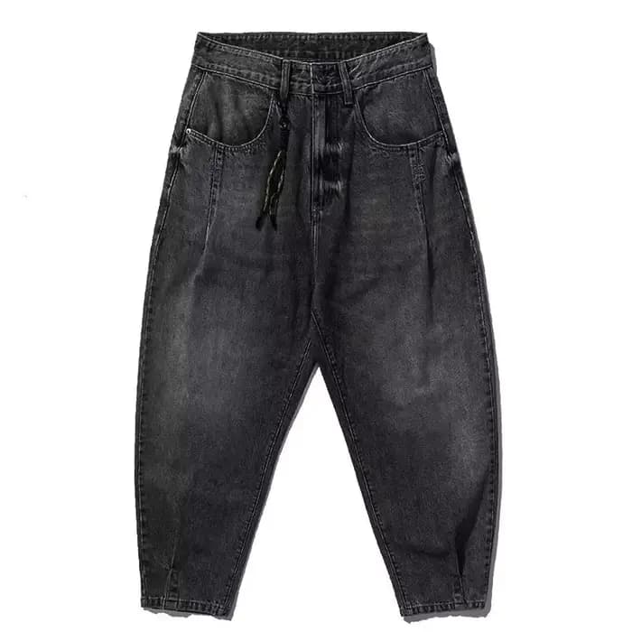 Jean ample délavé style Harlan pour homme grande taille coupe américaine rétro en toile style sarouel pour automne