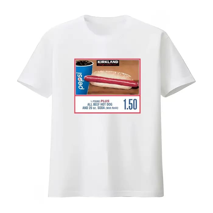 T-shirt Meme Costco Hotdog avec design Hot Dog tout bœuf de plus de 1