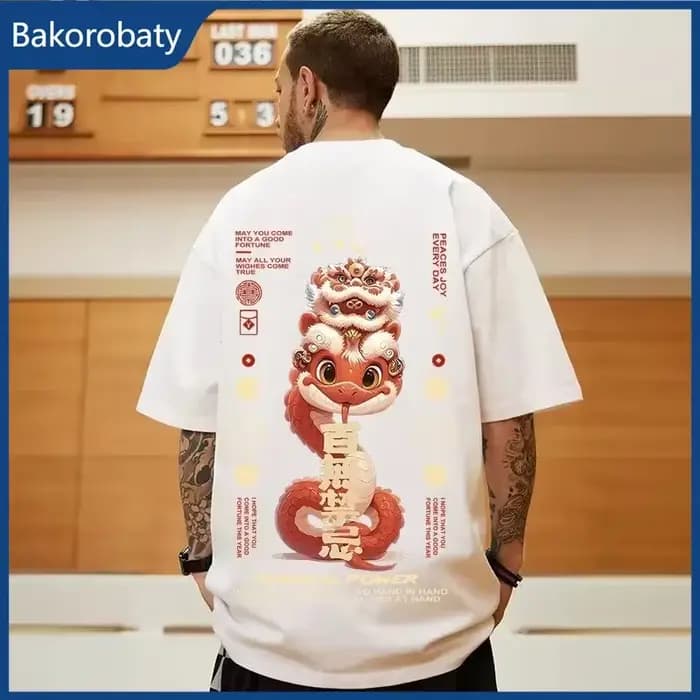 T-shirts imprimés serpent dessin animé Kawaii pour homme