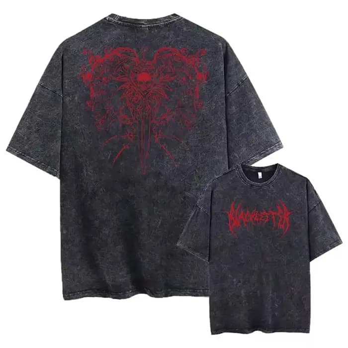 T-shirt vintage pour homme Y2k avec motif crâne et épée