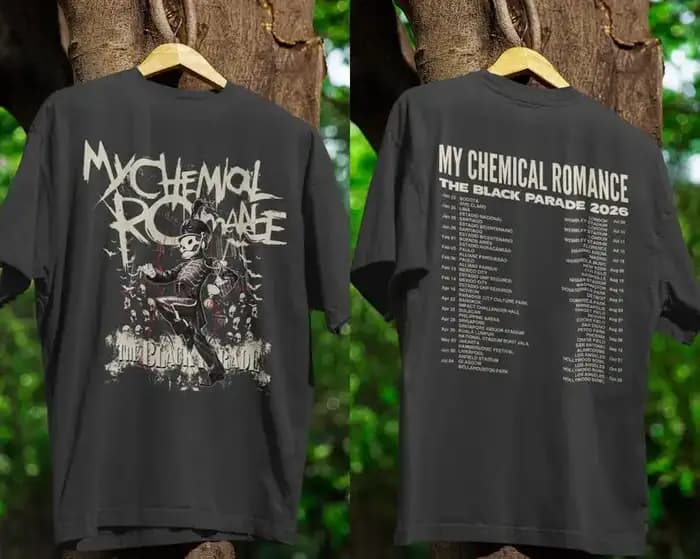 Chemise My Chemical Romance The Black Parade Tour 2026 – T-shirt du groupe de rock emo MCR