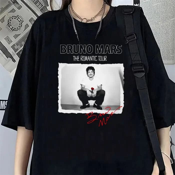 Bruno Mars The Romantic Tour – T-shirt décontracté à col rond