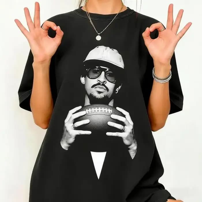 T-shirt unisexe 100 % coton à motif Bad Bunny & Super Bowl Rugby, nouvelle collection été 2026, col