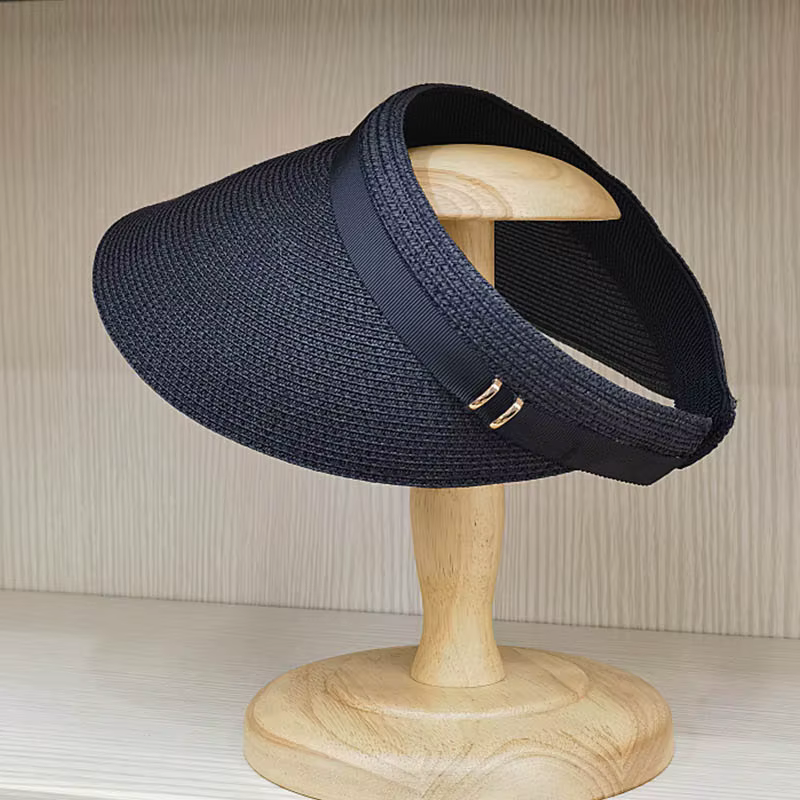 Casquette pare-soleil d'été à large bord pour femme, avec tête élastique, chapeau en paille, pour la