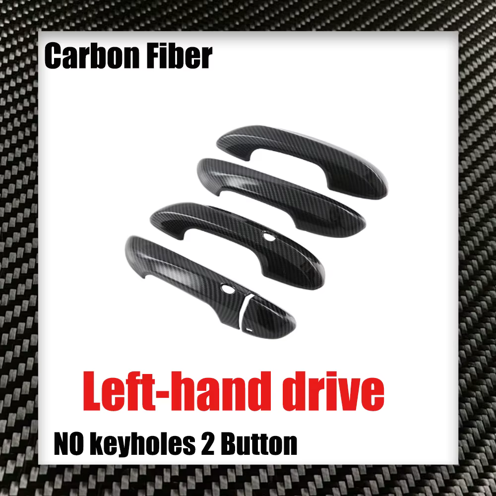Couvercle de poignée de porte de voiture en fibre de carbone, autocollant chromé noir, garniture, pi