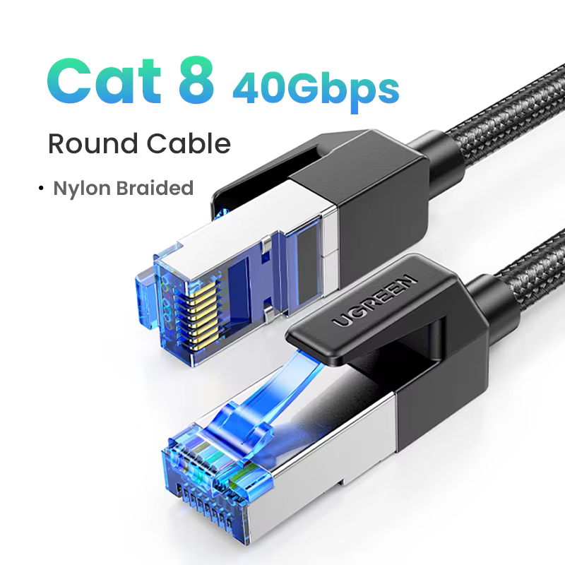 Câble Ethernet UGREEN CAT 8 Haute Vitesse Tressé 40 Gbit/s 2000 MHz Cordon Réseau LAN RJ45 Blindé In
