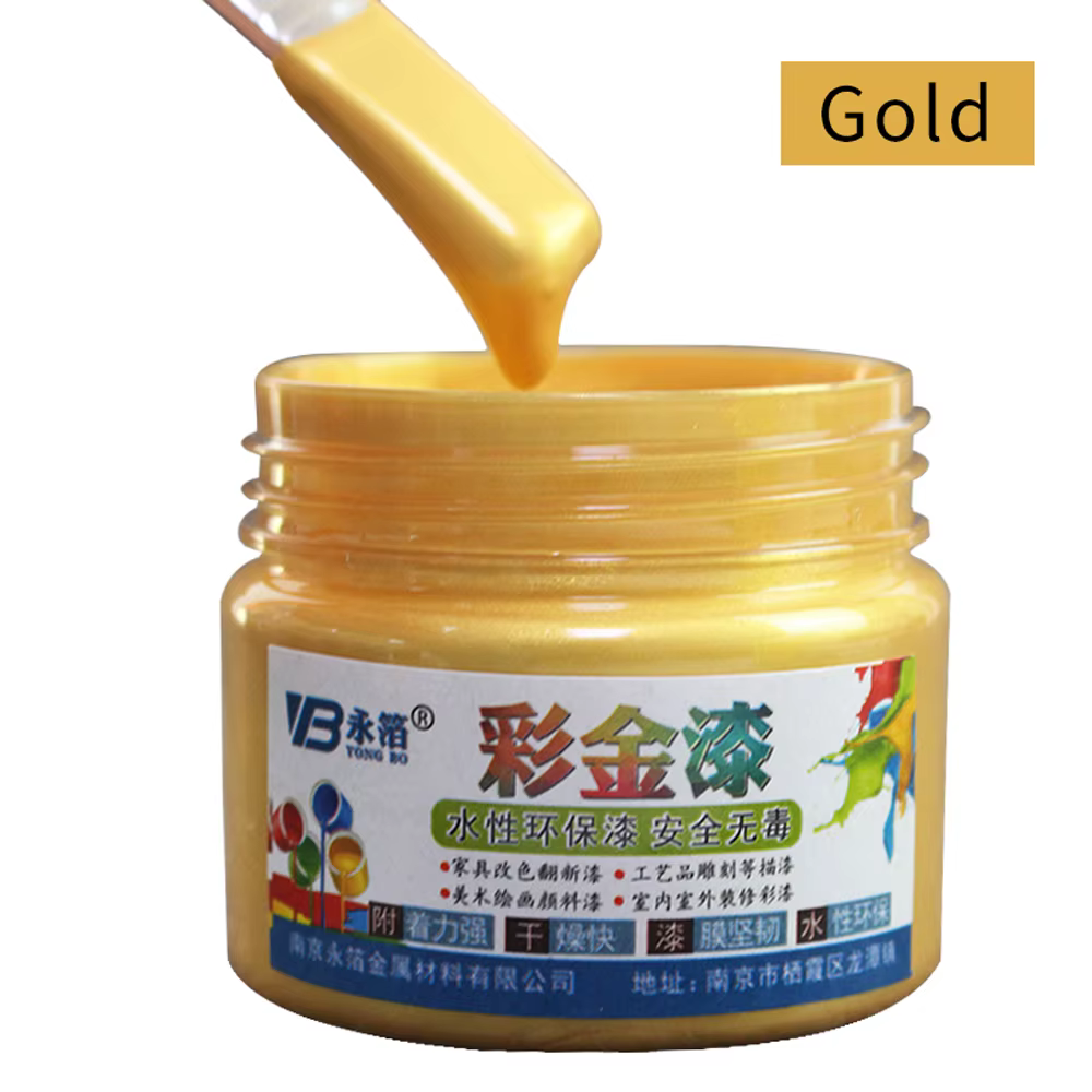 Peinture acrylique à base d'eau dorée, laque pour bois, revêtements de vernis métallique pour meuble