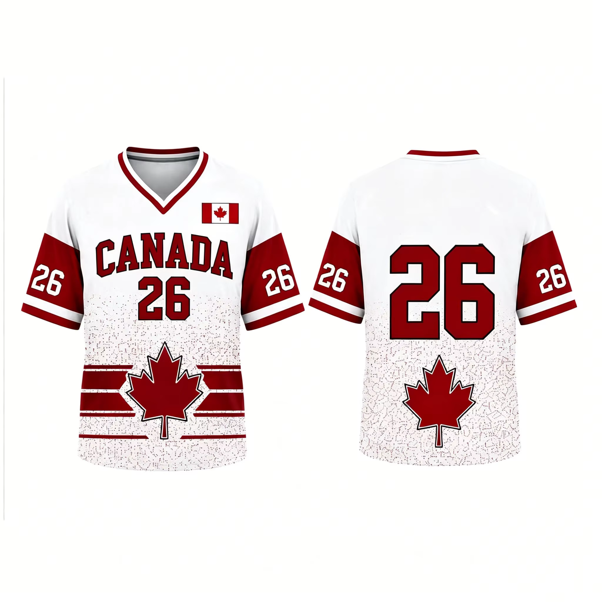 Drapeau national du Canada 2026 # Maillot de football 26 à séchage rapide en maille avec motif feuil