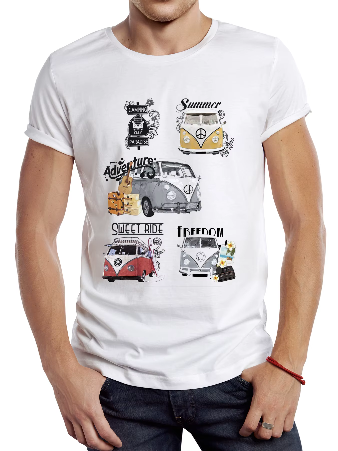 TEEHUB-T-shirt rétro cool pour hommes, t-shirt basique, t-shirt hipster, camping, camping, grill, bu