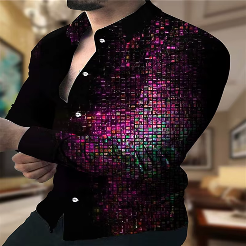 Chemise boutonnée à manches longues pour hommes, haut de luxe, vêtements de haute qualité, revers, f