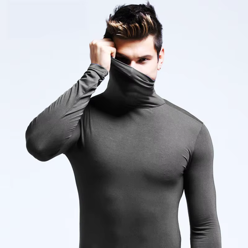 Hiver sous-vêtement thermique hommes col roulé course T-shirts à manches longues homme thermique T-s