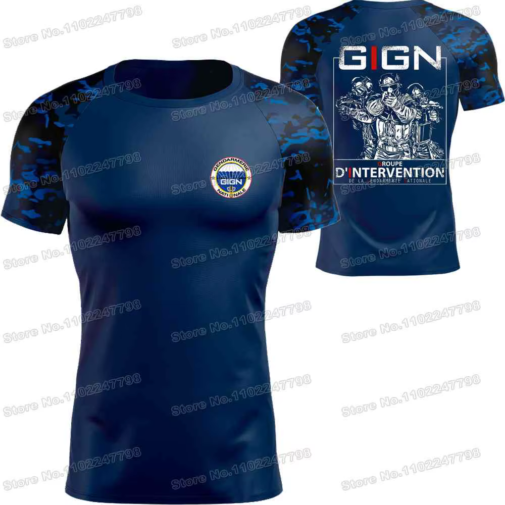 T-shirt Groupe d'intervention de la Gendarmerie nationale française,Maillot GIGN France pour homme, 