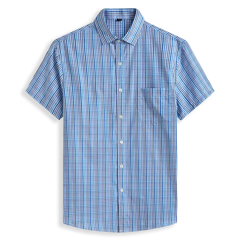 Chemises à carreaux confortables pour hommes, style classique décontracté, chemise à manches courtes