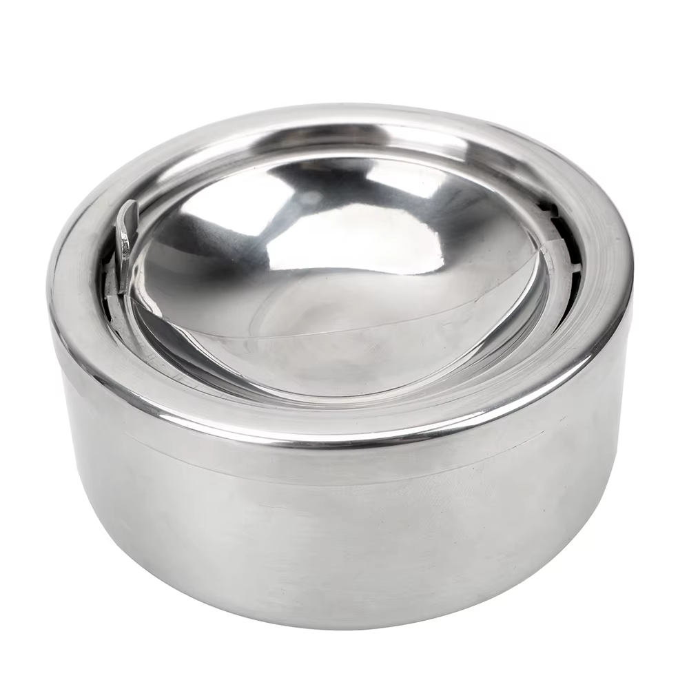 Cendrier rond à couvercle en acier inoxydable, accessoires pour fumeurs, étui de rangement agaçant, 