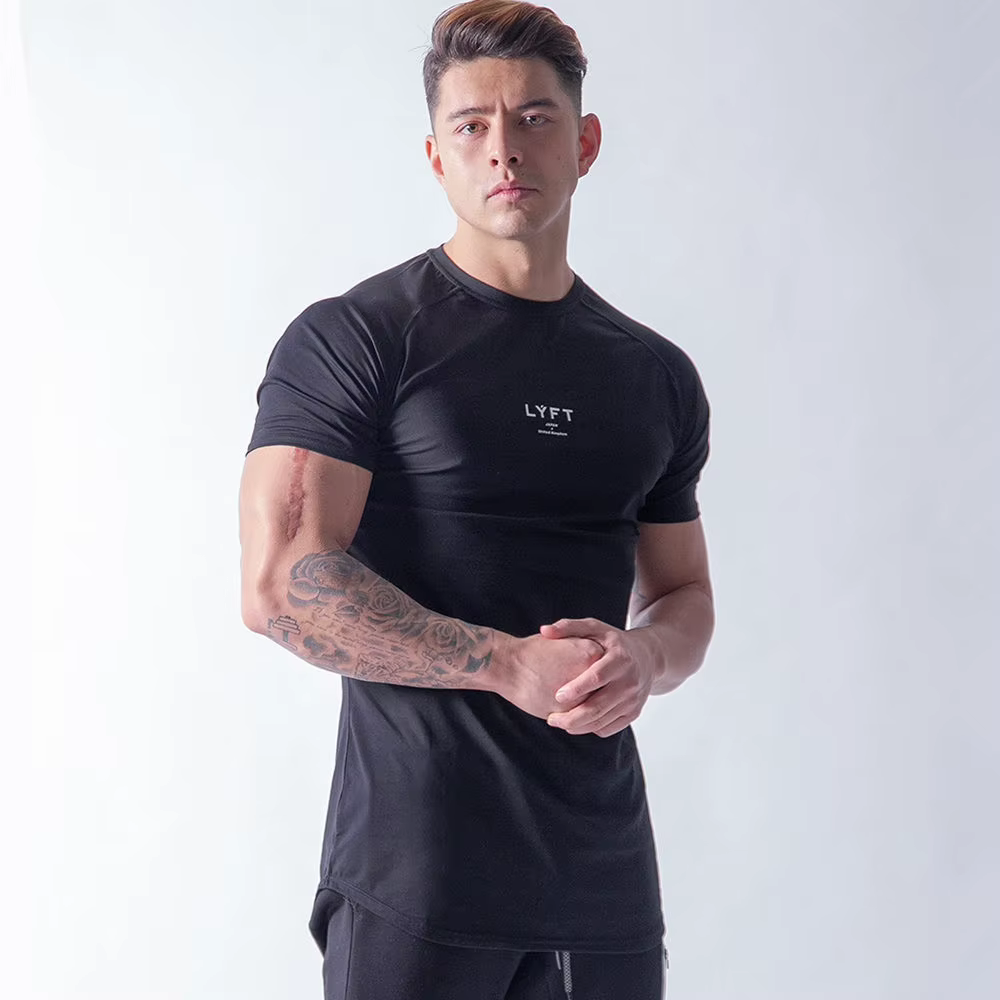 Blanc décontracté à manches courtes T-shirt hommes salle de sport Fitness coton chemise mâle muscula