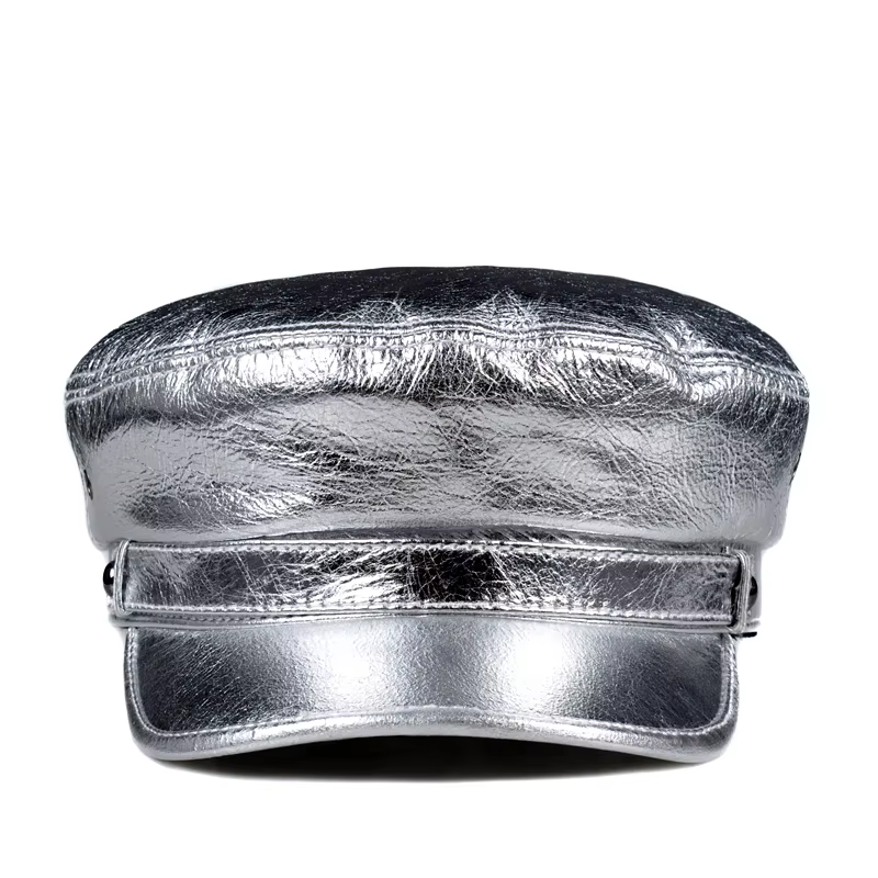 Chapeau unisexe en cuir véritable pour hommes et femmes, mode coréenne de printemps, dessus plat, ma