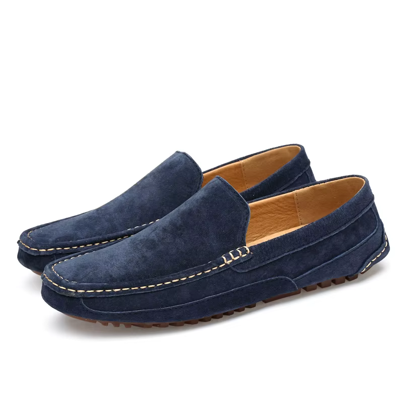 Mocassins en cuir suédé pour hommes, chaussures de luxe décontractées, bateau, faites à la main, cha