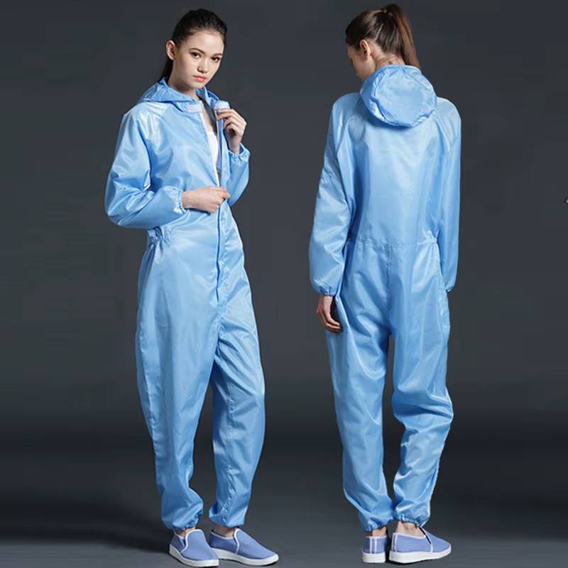 Combinaison une pièce unisexe, vêtements de nettoyage uniformes, vêtements de salle blanche à capuch