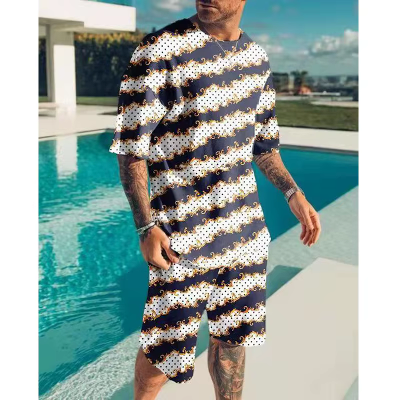 Costume d'été pour hommes, ensemble 2 pièces, chemises et Shorts à manches courtes, pantalons, vêtem