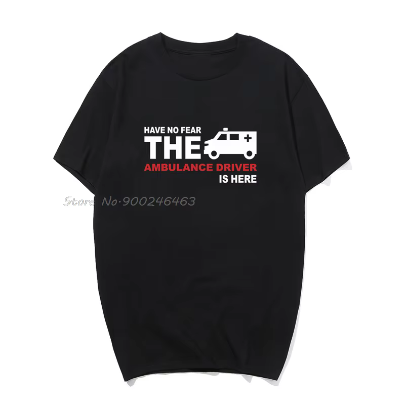 T-shirt à manches courtes en coton pour homme, vêtement amusant, avec conduite d'ambulance, nouvelle