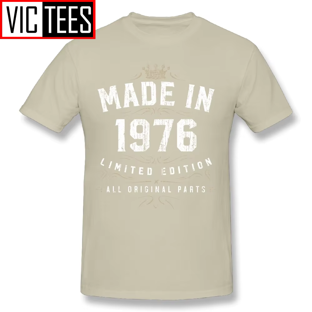T-Shirt col rond pour homme, Design fabriqué en 1976, toutes les pièces originales, anniversaire 197