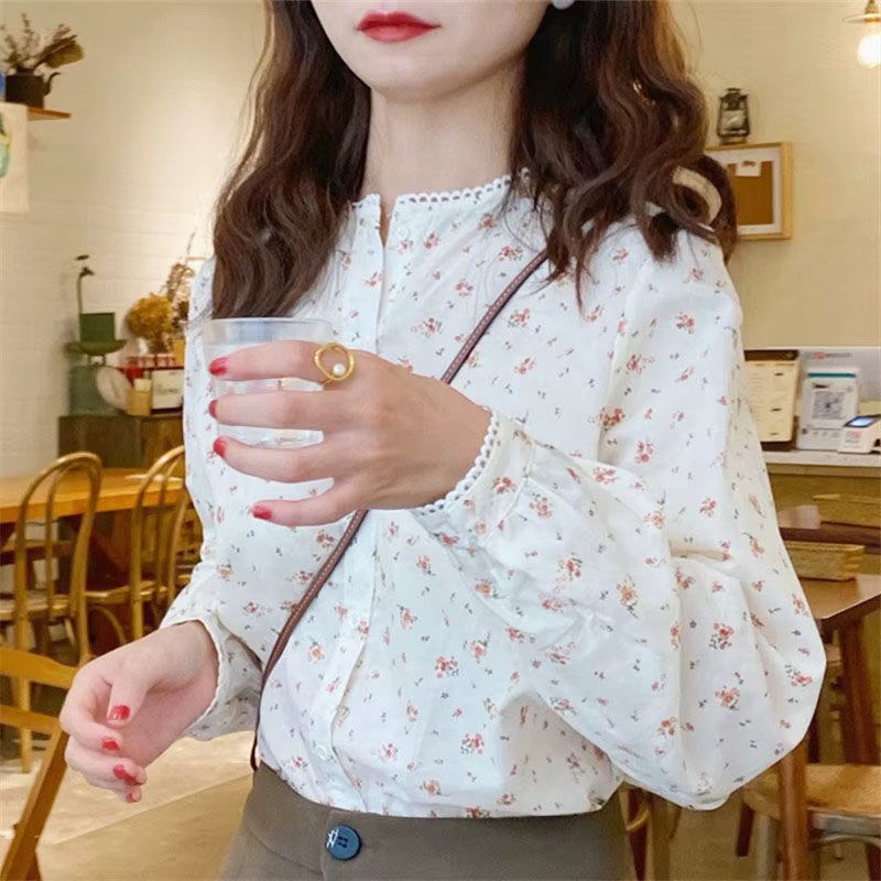 Chemises à manches longues et col rond pour femmes, imprimé, doux, Chic, tendance, quotidien, étudia