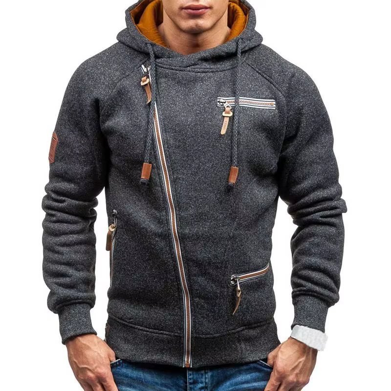 Sweat à Capuche à Manches sulfpour Homme, Streetwear Décontracté, Couleur Unie, Slim, avec Fermeture
