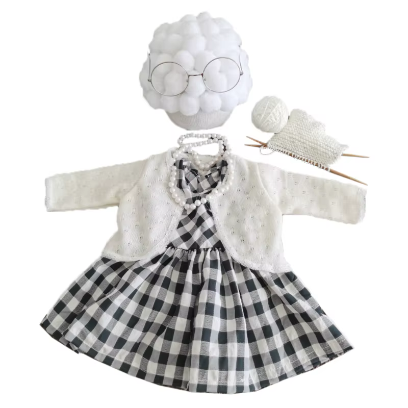 Ensemble d'accessoires de photographie amusants pour bébé fille, Costume Cosplay de grand-mère, tenu