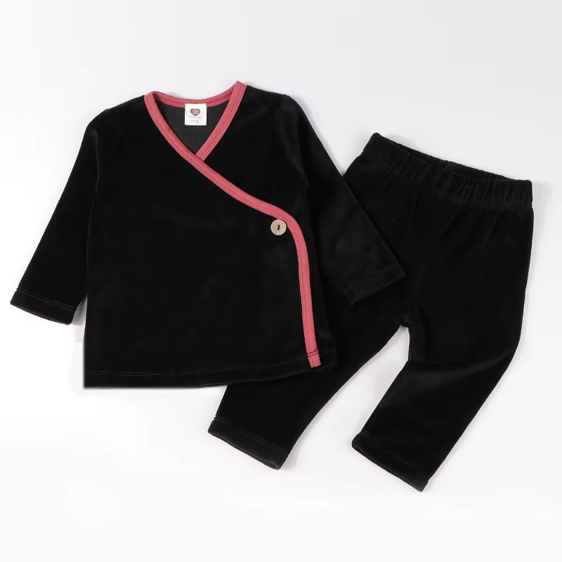 Vêtements en velours pour bébé, ensemble 2 pièces, haut long/pantalon, décontracté, pour enfants, co
