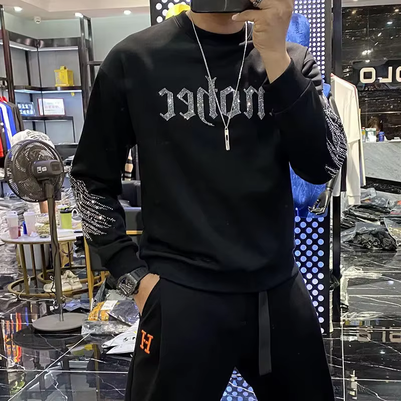 Strass Style hiver tendance hommes à capuche de haute qualité pur coton à capuche décontracté mode p