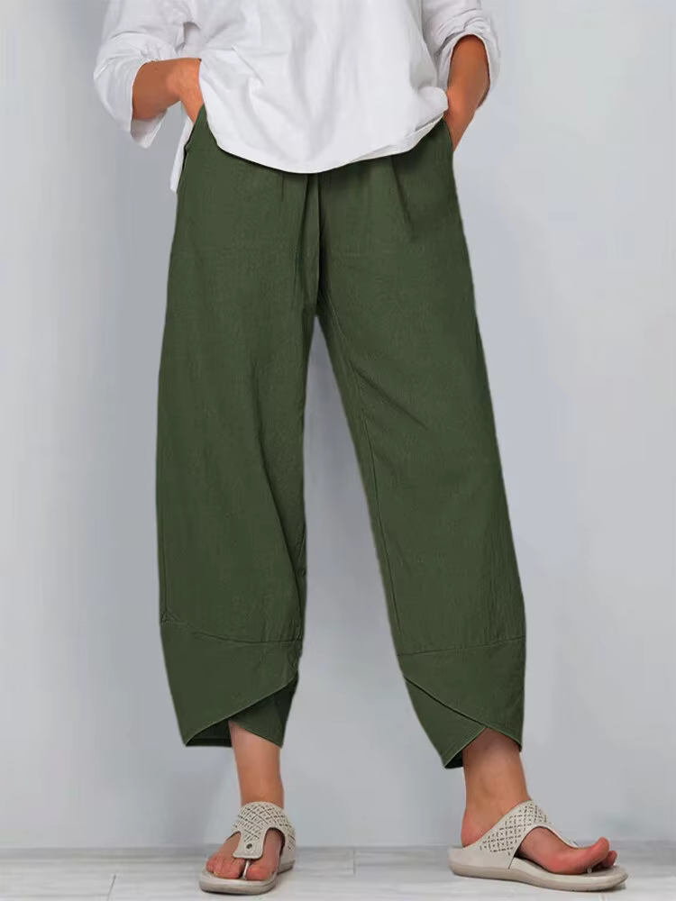 Vintage imprimé femmes Pantalon mode irrégulière décontracté taille haute taille élastique droite Pa