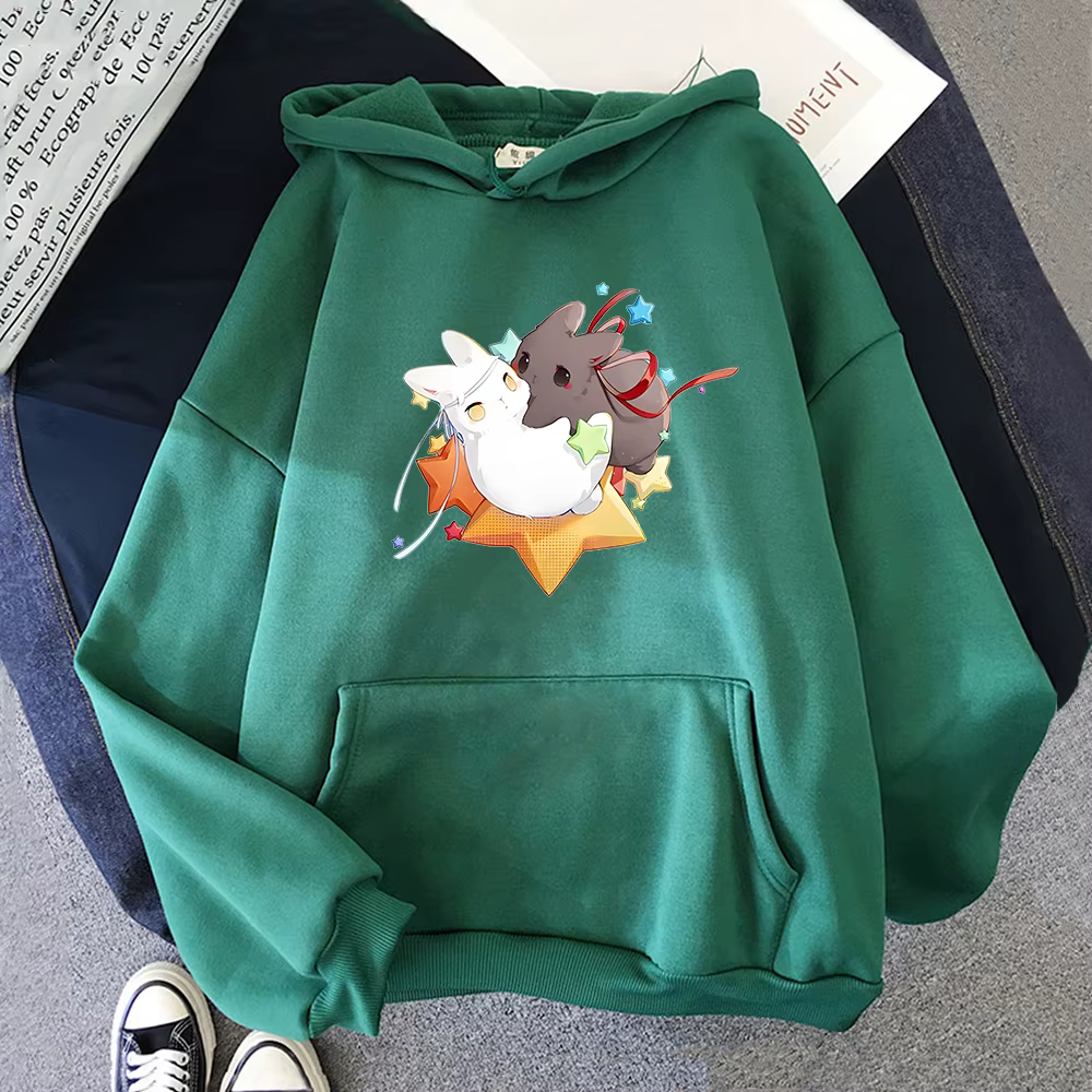 Sweat à capuche imprimé lapin pour femme, sweat à capuche Anime, vêtements à la mode, PVD respiré, e