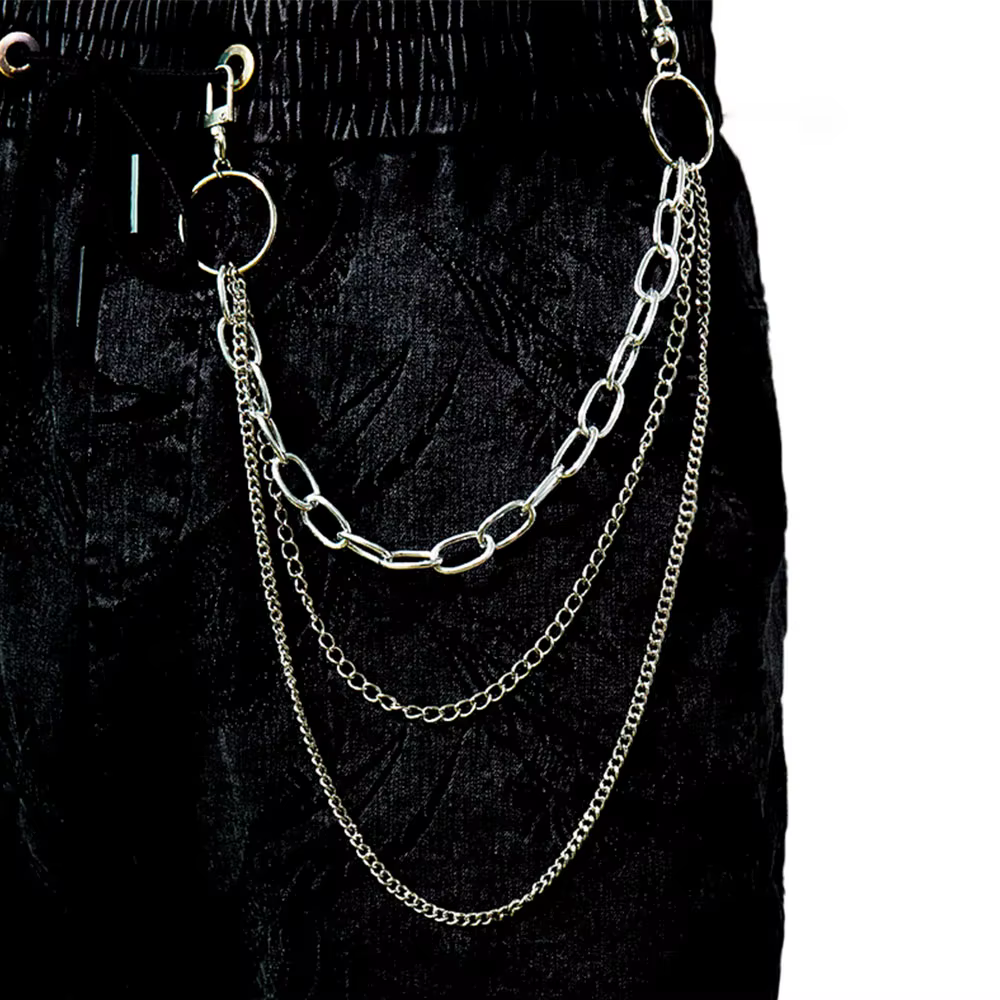 Vintage Long métal Rock pantalon Hipster pantalon Jean porte-clés anneau pince gland porte-clés femm