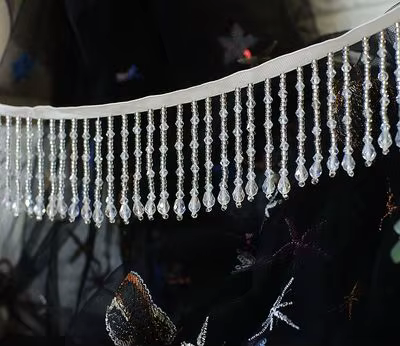 Accessoires décoratifs en dentelle à pampilles perlées blanches, robe bricolage, jupe, rideau, vêtem