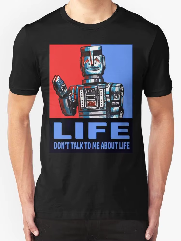 MARVIN LE PARANOID ANDROID HITCHHIKERS GUIDE TO THE GALAXY T-Shirt Homme S-3XL Été 2018 Manches Cour
