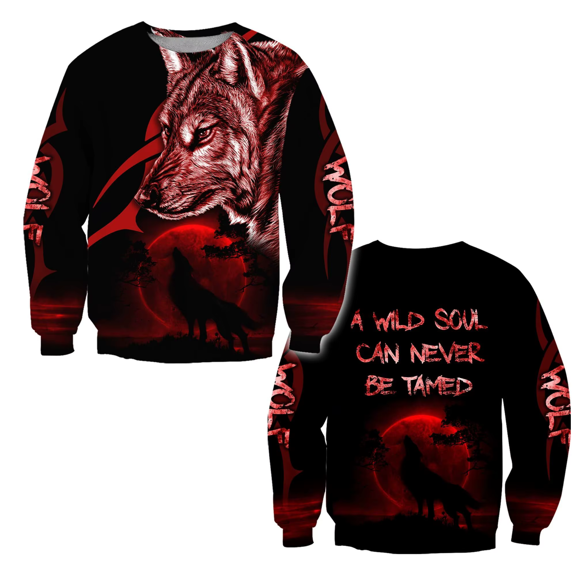 Wolf-a – sweat à capuche unisexe pour homme, imprimé en 3D, décontracté, fermeture éclair, Streetwea
