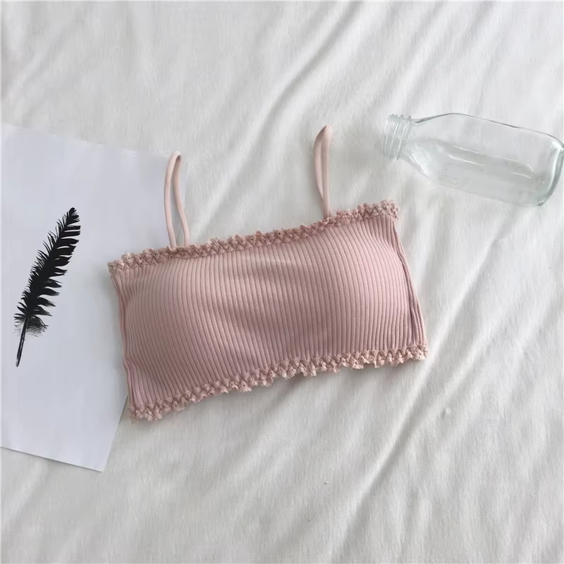 Soutien-gorge en coton pour femmes, haut tubulaire, sous-vêtements à bretelles, beau débardeur, sans