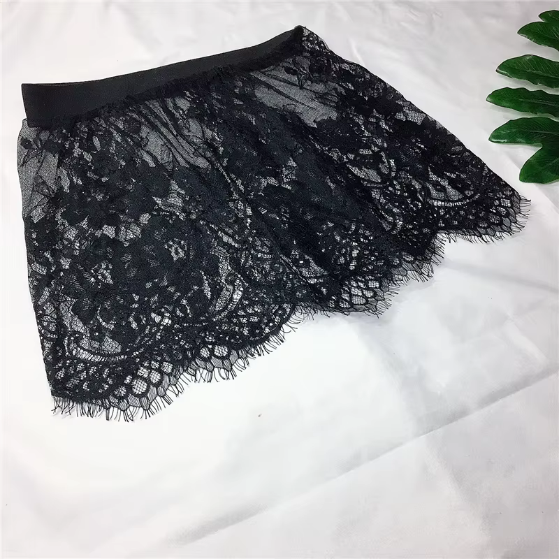 Mini-jupe courte en maille de dentelle transparente pour femme, mini-jupe sexy, rallonge de chemise,