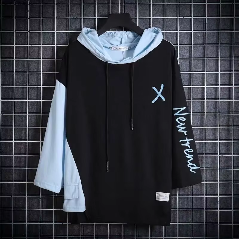 T-Shirt à capuche pour hommes, mode coréenne, été, extérieur, décontracté, manches courtes, Hip-hop,